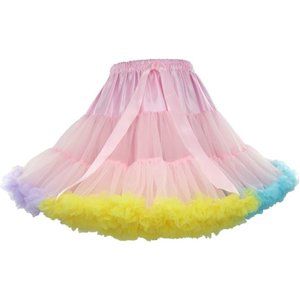 Women's 3-Layered Pleated Tulle Petticoat Tutu Puffy Party Cosplay Skirt